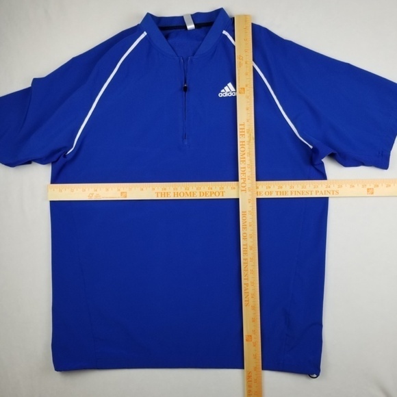 ADIDAS- Mens Medium M Royal Blue/White Pipe Pullover Windbreaker Quarter Zip - Picture 6 of 6